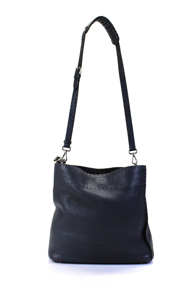 Fendi Womens Gray Textured Toggle Selleria Anna Medium Top Handle Satchel Bag Handbag