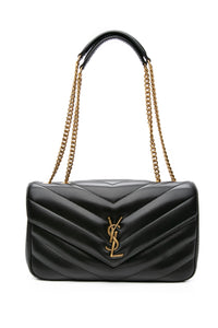 SAINT LAURENT Black Noir LouLou Medium in Matelasse Lambskin Shoulder Bag (NEW)