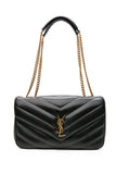 SAINT LAURENT Black Noir LouLou Medium in Matelasse Lambskin Shoulder Bag (NEW)