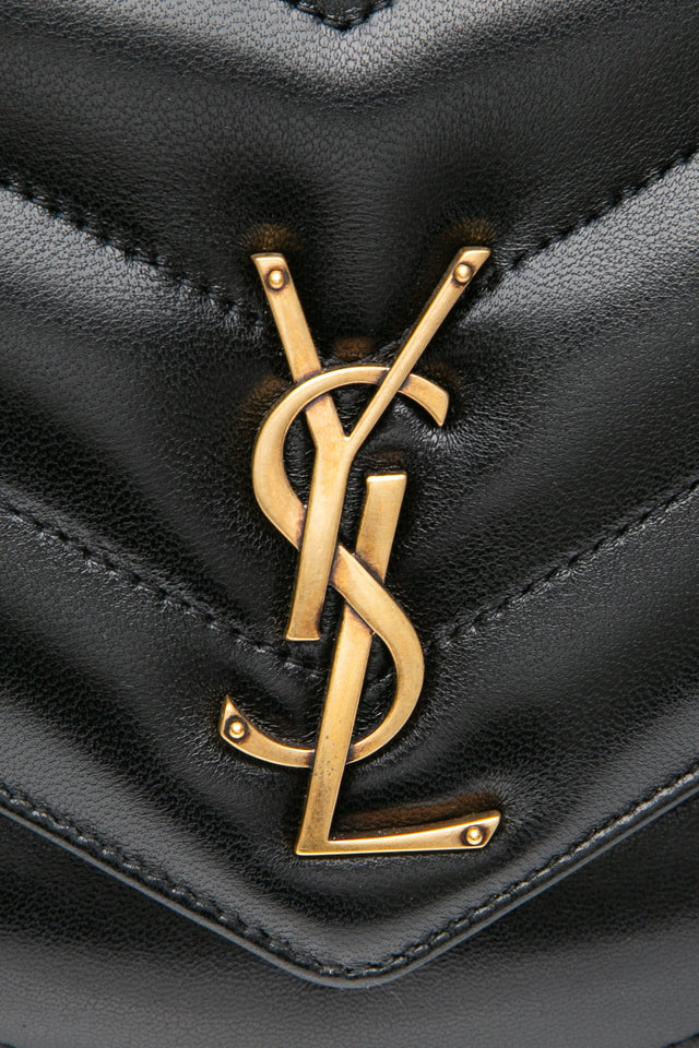 SAINT LAURENT Black Noir LouLou Medium in Matelasse Lambskin Shoulder Bag (NEW)