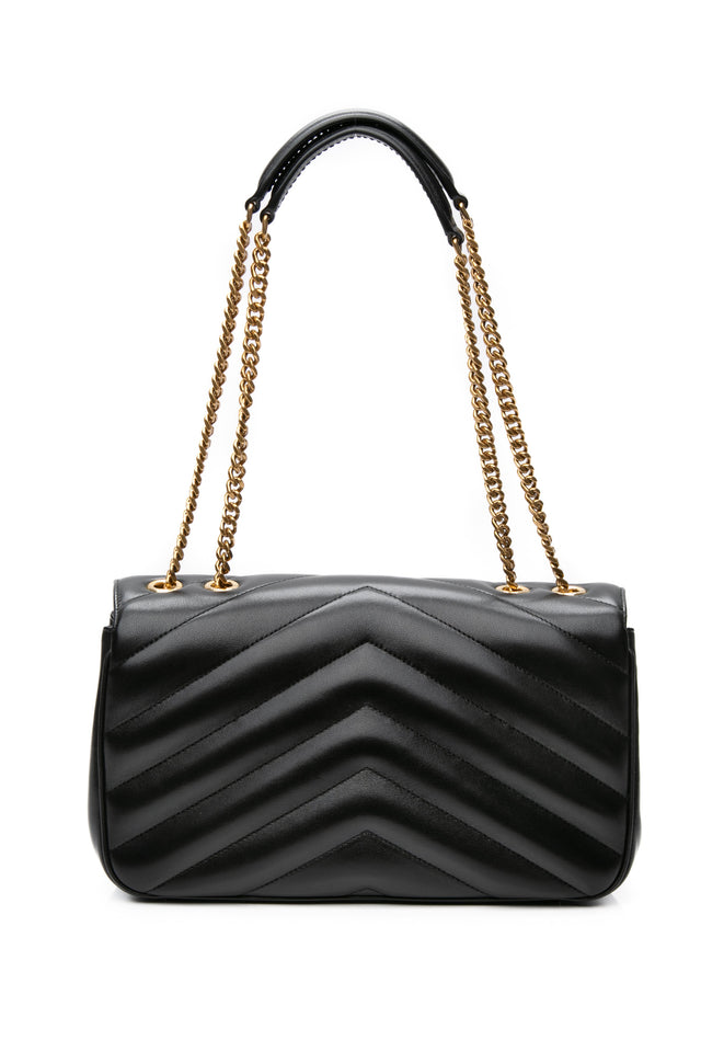 SAINT LAURENT Black Noir LouLou Medium in Matelasse Lambskin Shoulder Bag (NEW)