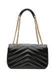 SAINT LAURENT Black Noir LouLou Medium in Matelasse Lambskin Shoulder Bag (NEW)