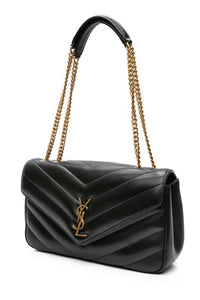 SAINT LAURENT Black Noir LouLou Medium in Matelasse Lambskin Shoulder Bag (NEW)