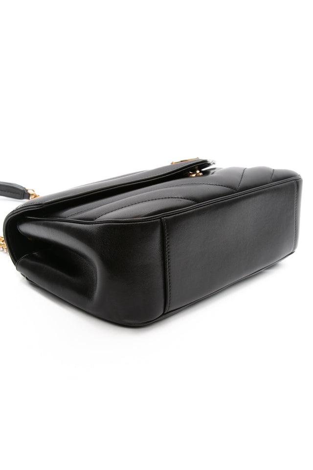 SAINT LAURENT Black Noir LouLou Medium in Matelasse Lambskin Shoulder Bag (NEW)