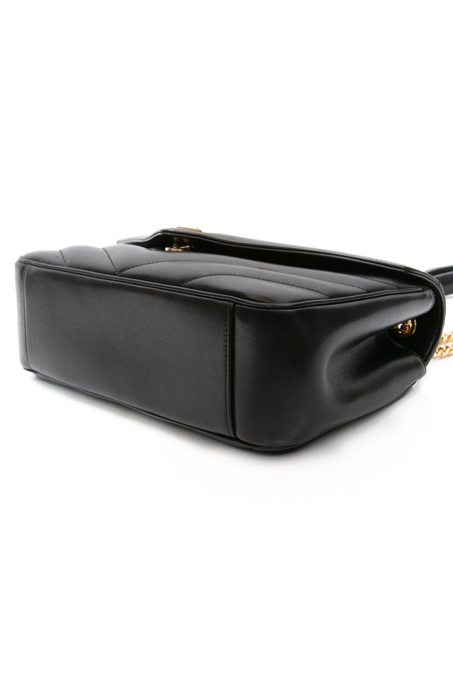 SAINT LAURENT Black Noir LouLou Medium in Matelasse Lambskin Shoulder Bag (NEW)