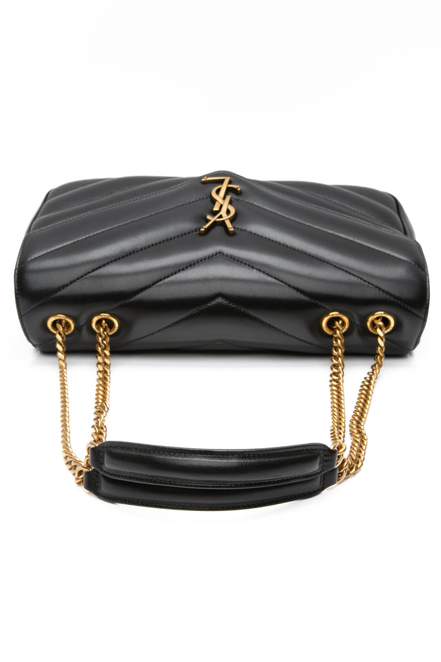 SAINT LAURENT Black Noir LouLou Medium in Matelasse Lambskin Shoulder Bag (NEW)
