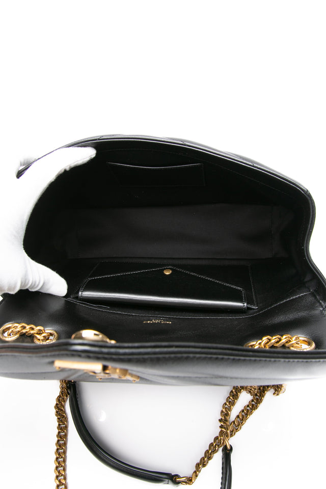 SAINT LAURENT Black Noir LouLou Medium in Matelasse Lambskin Shoulder Bag (NEW)