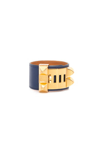 HERMES Bleu Saphir Swift Colier De Chien CDC Bracelet