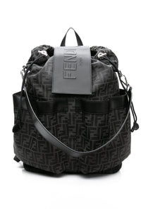 FENDI Black FF Jacquard Fabric Fendi Strike Medium Backpack
