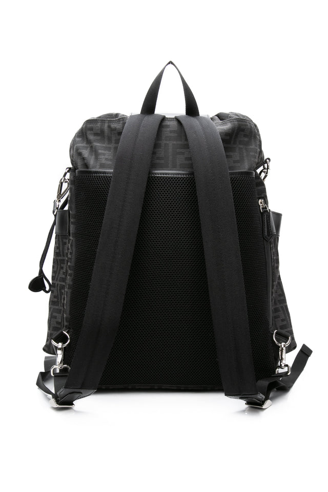 FENDI Black FF Jacquard Fabric Fendi Strike Medium Backpack