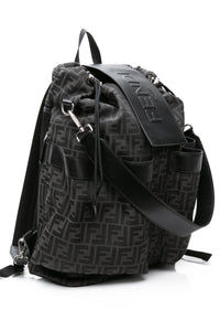 FENDI Black FF Jacquard Fabric Fendi Strike Medium Backpack