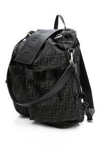 FENDI Black FF Jacquard Fabric Fendi Strike Medium Backpack