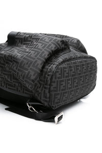 FENDI Black FF Jacquard Fabric Fendi Strike Medium Backpack