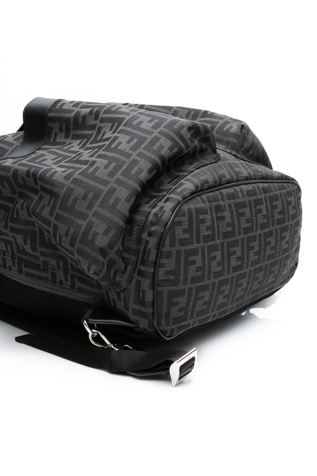 FENDI Black FF Jacquard Fabric Fendi Strike Medium Backpack