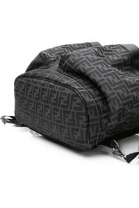FENDI Black FF Jacquard Fabric Fendi Strike Medium Backpack