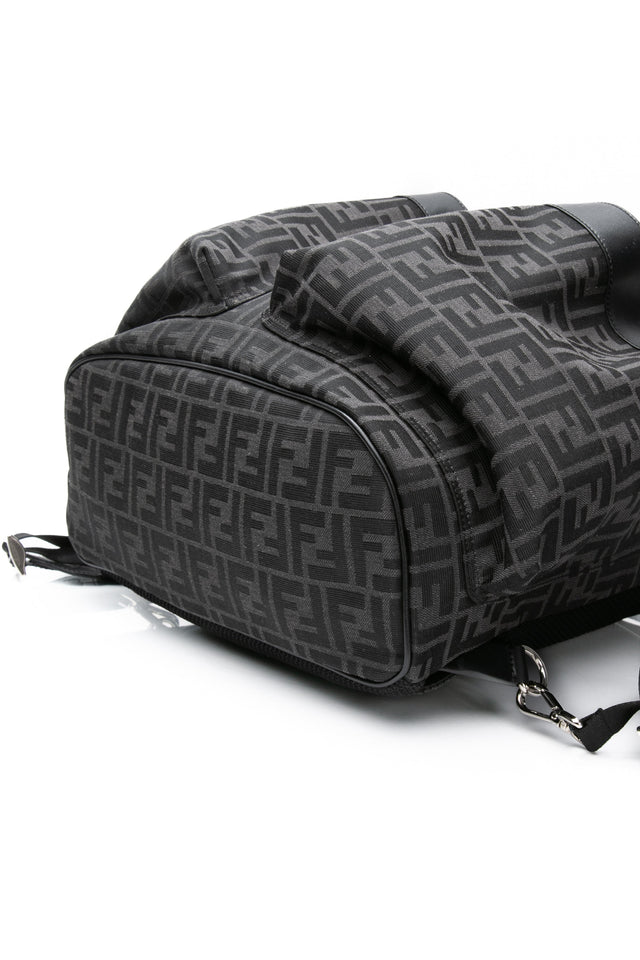 FENDI Black FF Jacquard Fabric Fendi Strike Medium Backpack