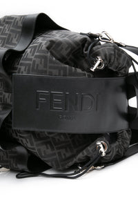 FENDI Black FF Jacquard Fabric Fendi Strike Medium Backpack