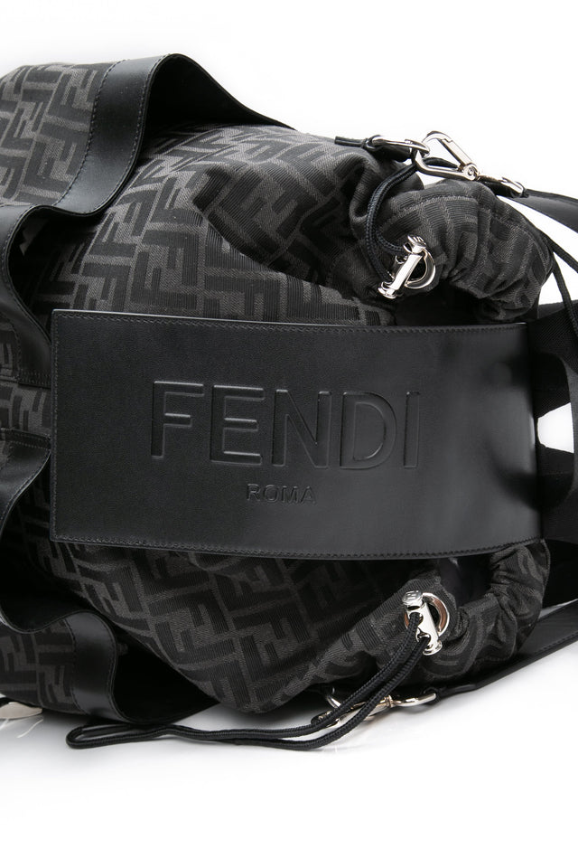 FENDI Black FF Jacquard Fabric Fendi Strike Medium Backpack