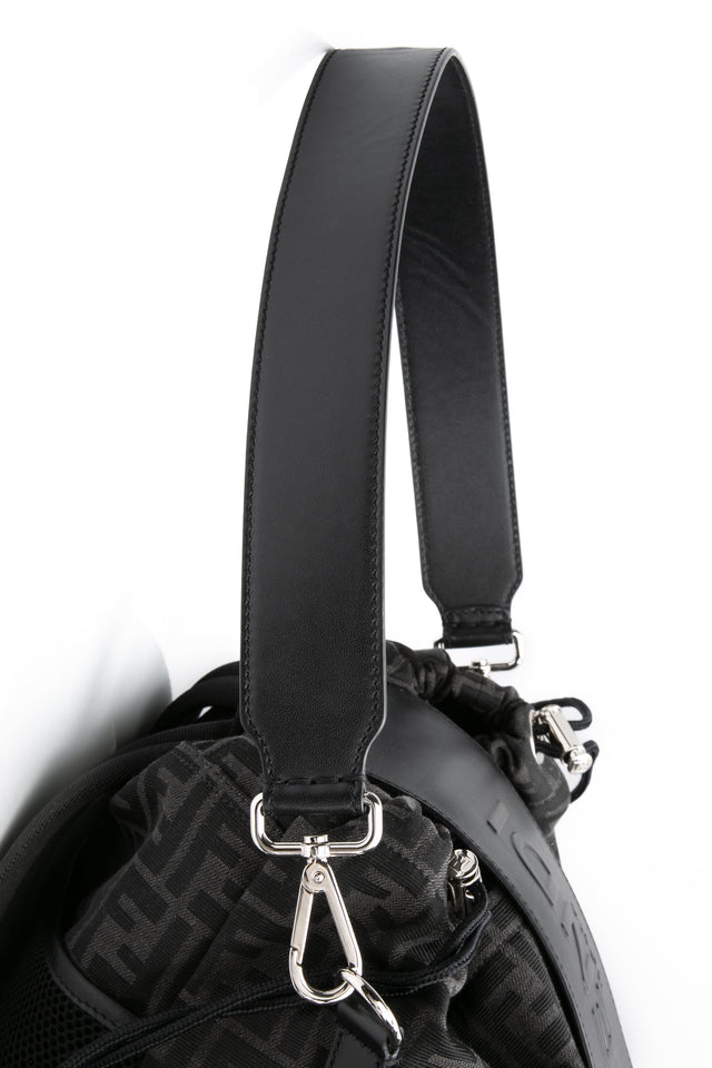 FENDI Black FF Jacquard Fabric Fendi Strike Medium Backpack