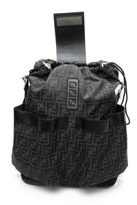 FENDI Black FF Jacquard Fabric Fendi Strike Medium Backpack