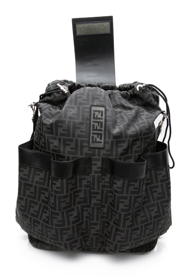 FENDI Black FF Jacquard Fabric Fendi Strike Medium Backpack
