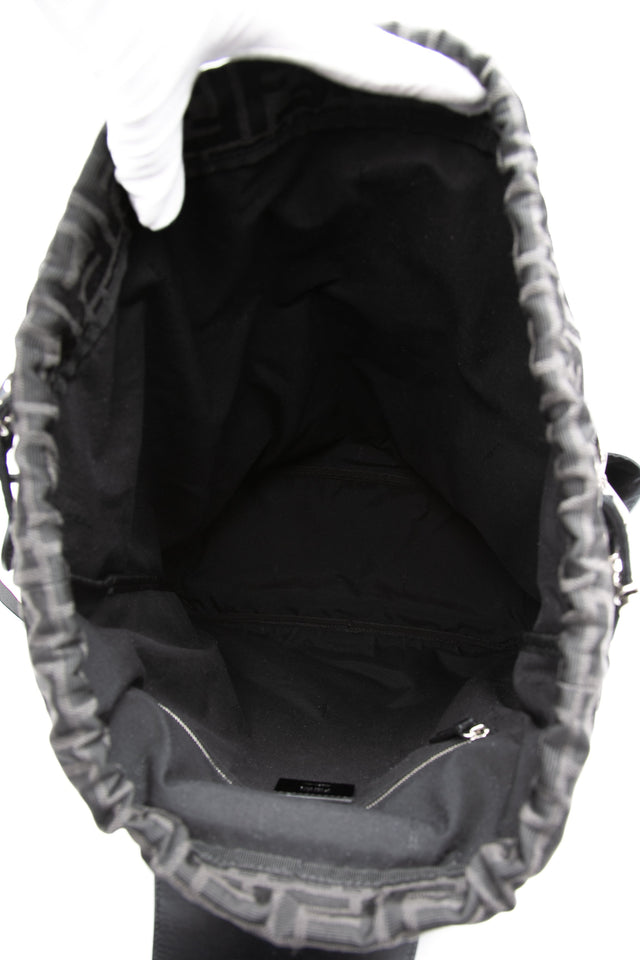 FENDI Black FF Jacquard Fabric Fendi Strike Medium Backpack