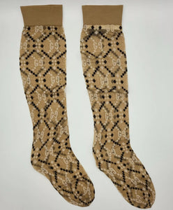 Gucci Women's  Elastic Socks with Diagonal Monogram GG Design M