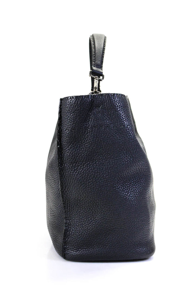 Fendi Womens Gray Textured Toggle Selleria Anna Medium Top Handle Satchel Bag Handbag
