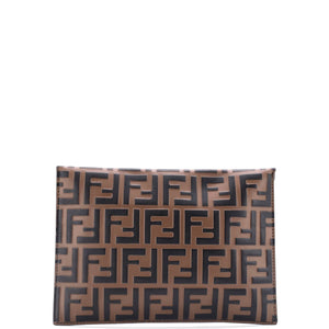 F is Fendi Envelope Flat Pouch Zucca Embossed Leather Large