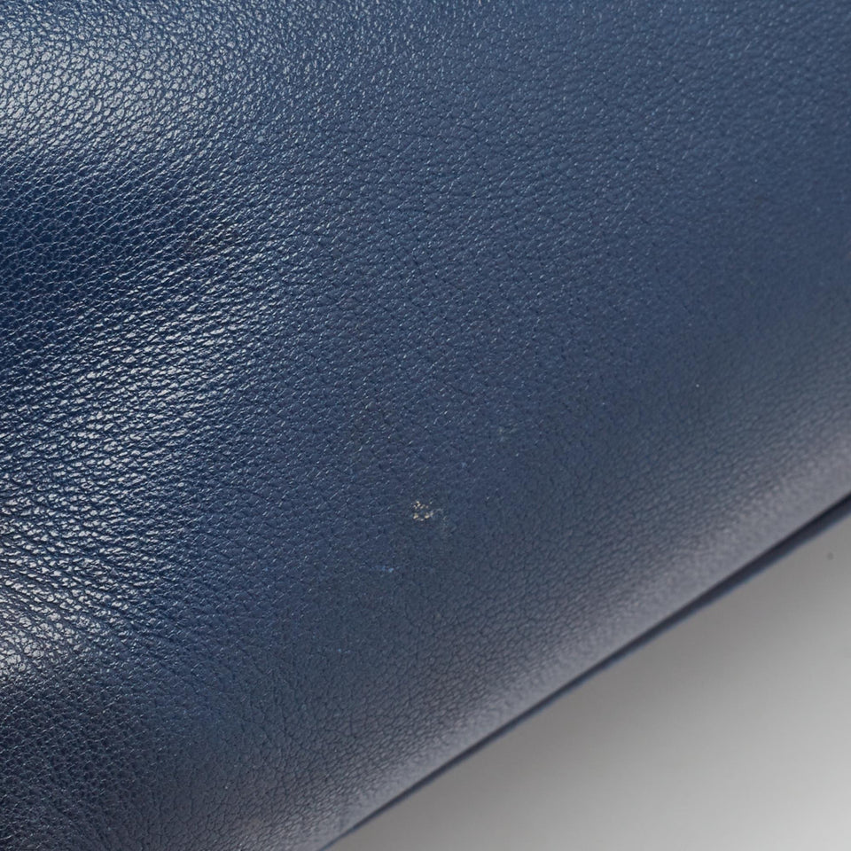 Fendi Navy Blue Leather Mini Peekaboo Top Handle Bag