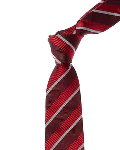 Gucci Red Diagonal Stripe Silk & Wool-Blend Tie
