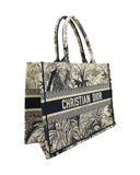Dior Medium Book Tote Bag in Cream and Navy Blue Canvas