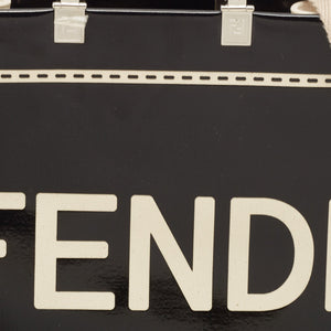 Fendi Black/off White Canvas And Patent Leather Medium Sunshine Shopper Tote