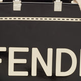Fendi Black/off White Canvas And Patent Leather Medium Sunshine Shopper Tote