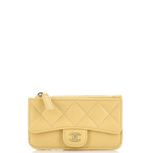 CHANEL Flap Zip Card Holder Quilted Caviar