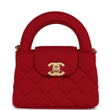 Chanel Nano Kelly Shopper Red Jersey Brushed Gold Hardware