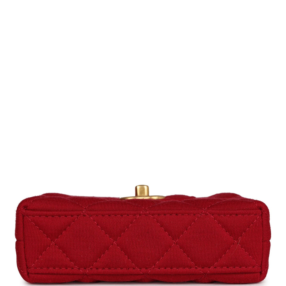 Chanel Nano Kelly Shopper Red Jersey Brushed Gold Hardware