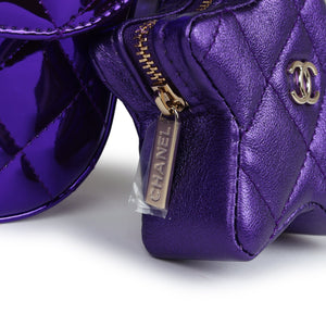 Chanel Mini Flap Bag & Star Coin Purse Purple Mirror Calfskin/Metallic Calfskin Light Gold Hardware
