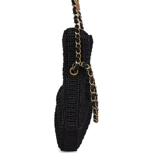 New Chanel Star Coco Beach Bag Black Raffia Aged Gold Hardware
