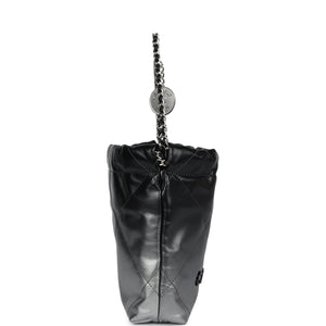 Chanel Mini 22 Bag Black and Silver Ombre Metallic Calfskin Lacquered Metal Hardware