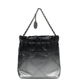 Chanel Mini 22 Bag Black and Silver Ombre Metallic Calfskin Lacquered Metal Hardware