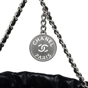 Chanel Mini 22 Bag Black and Silver Ombre Metallic Calfskin Lacquered Metal Hardware