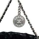 Chanel Mini 22 Bag Black and Silver Ombre Metallic Calfskin Lacquered Metal Hardware