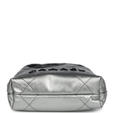 Chanel Mini 22 Bag Black and Silver Ombre Metallic Calfskin Lacquered Metal Hardware