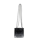Chanel Mini 22 Bag Black and Silver Ombre Metallic Calfskin Lacquered Metal Hardware