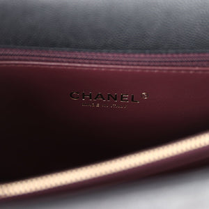Chanel Medium Coco Top Handle Black Chevron Caviar Brushed Gold Hardware
