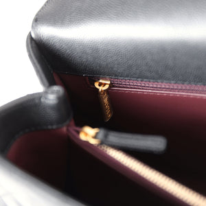 Chanel Medium Coco Top Handle Black Chevron Caviar Brushed Gold Hardware