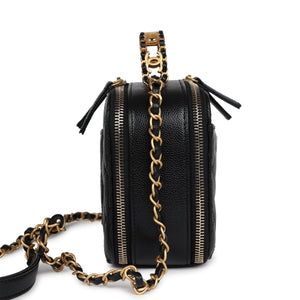 Chanel Small Pick Me Up Top Handle Vanity Case Black Caviar Brushed Gold Hardware