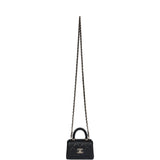 Chanel Nano Coco Top Handle Flap Bag Black Caviar Light Gold Hardware