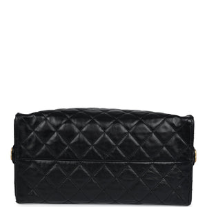 Chanel Medium 25 Hobo Bag Black Shiny Lambskin Antique Gold Hardware